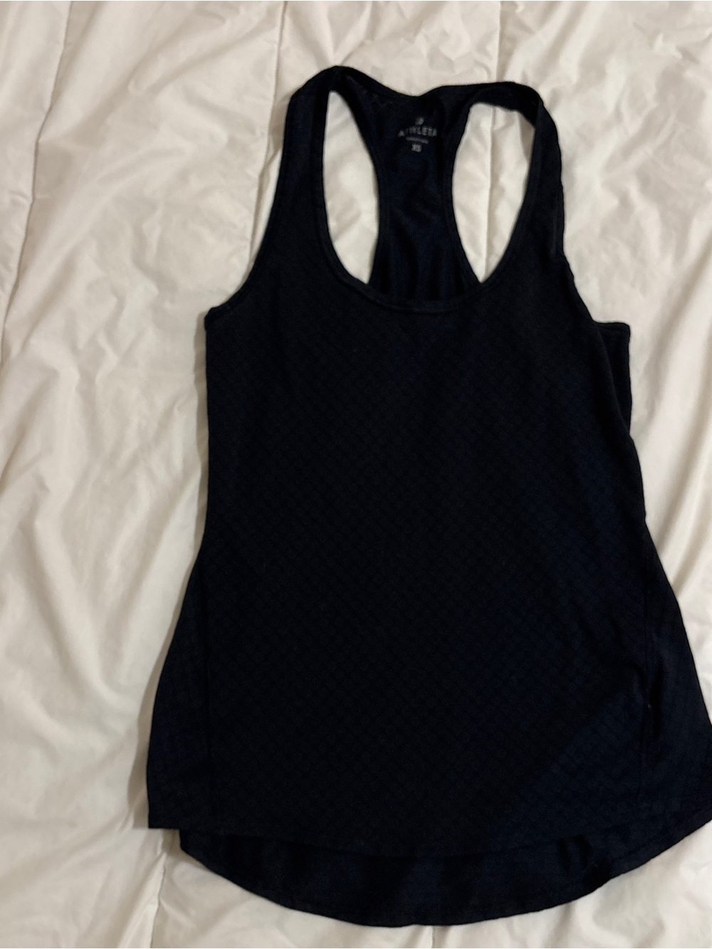 Athleta Tank Top Womens XS black with subtle diamond pattern Racerback Workout
